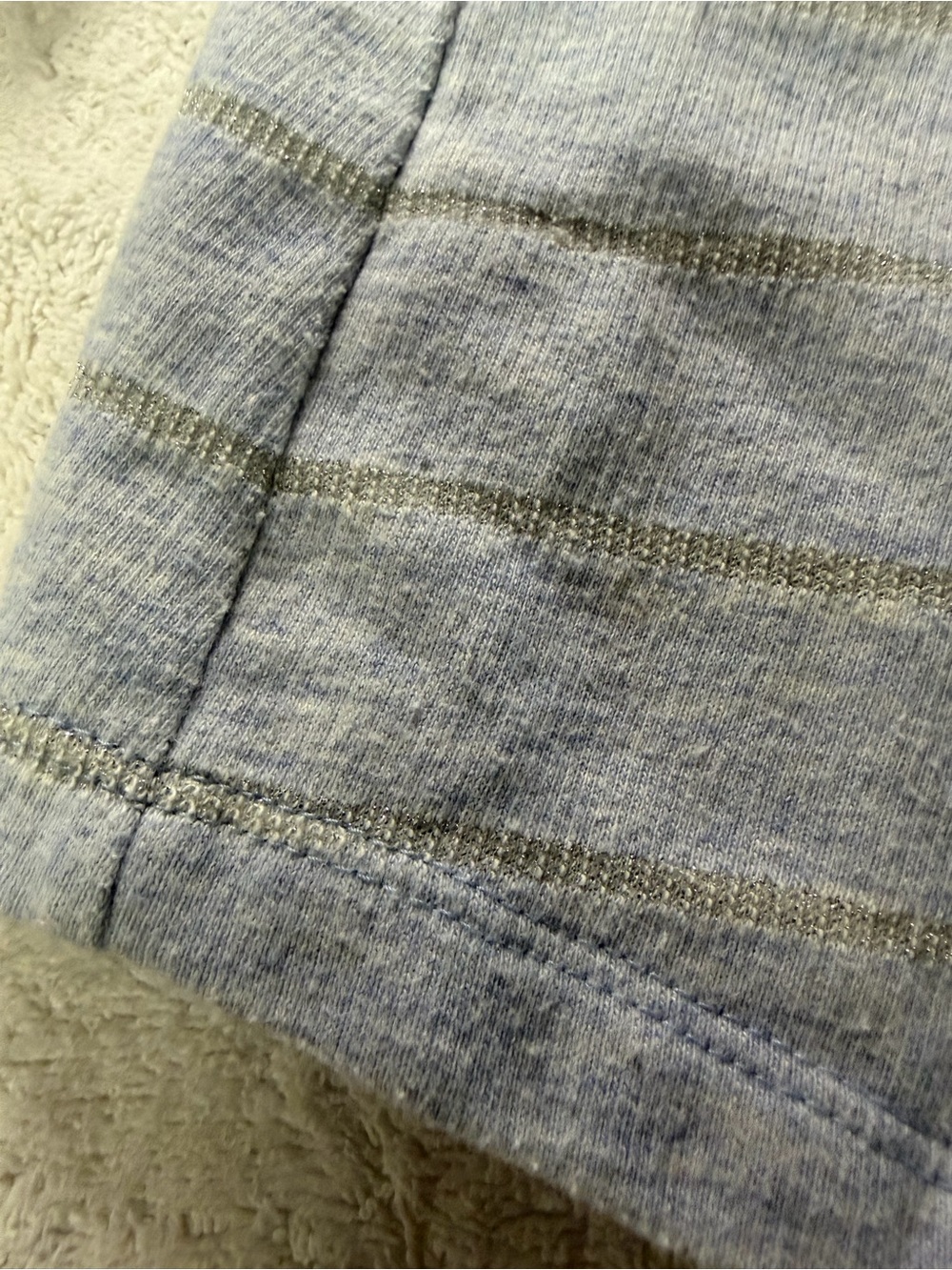 Chicos size 1 Light Blue Striped Pullover Sweater with silver sparkle accents - Picture 4 of 6